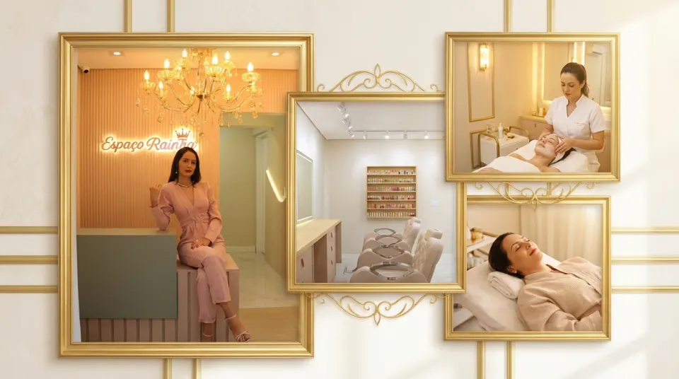 Recepção elegante de um espaço de estética em Mauá