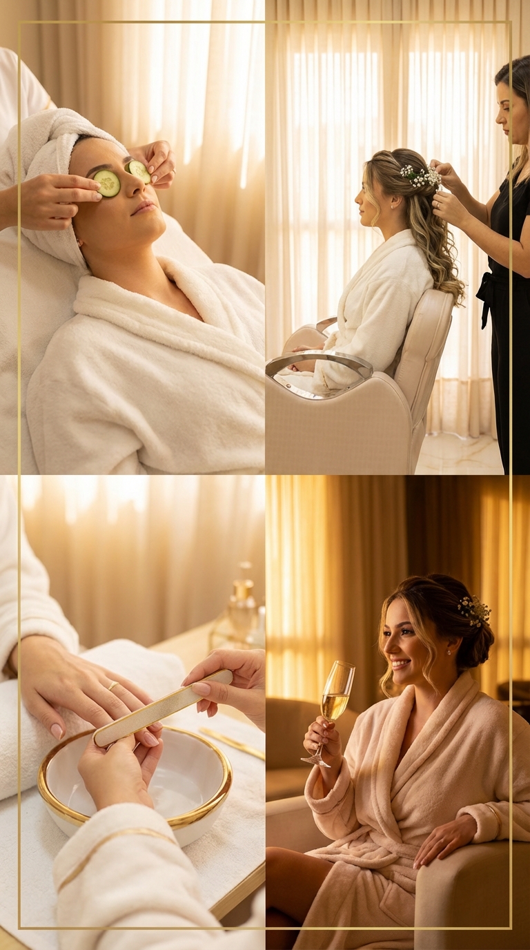 Noiva em um spa durante a preparação para o casamento