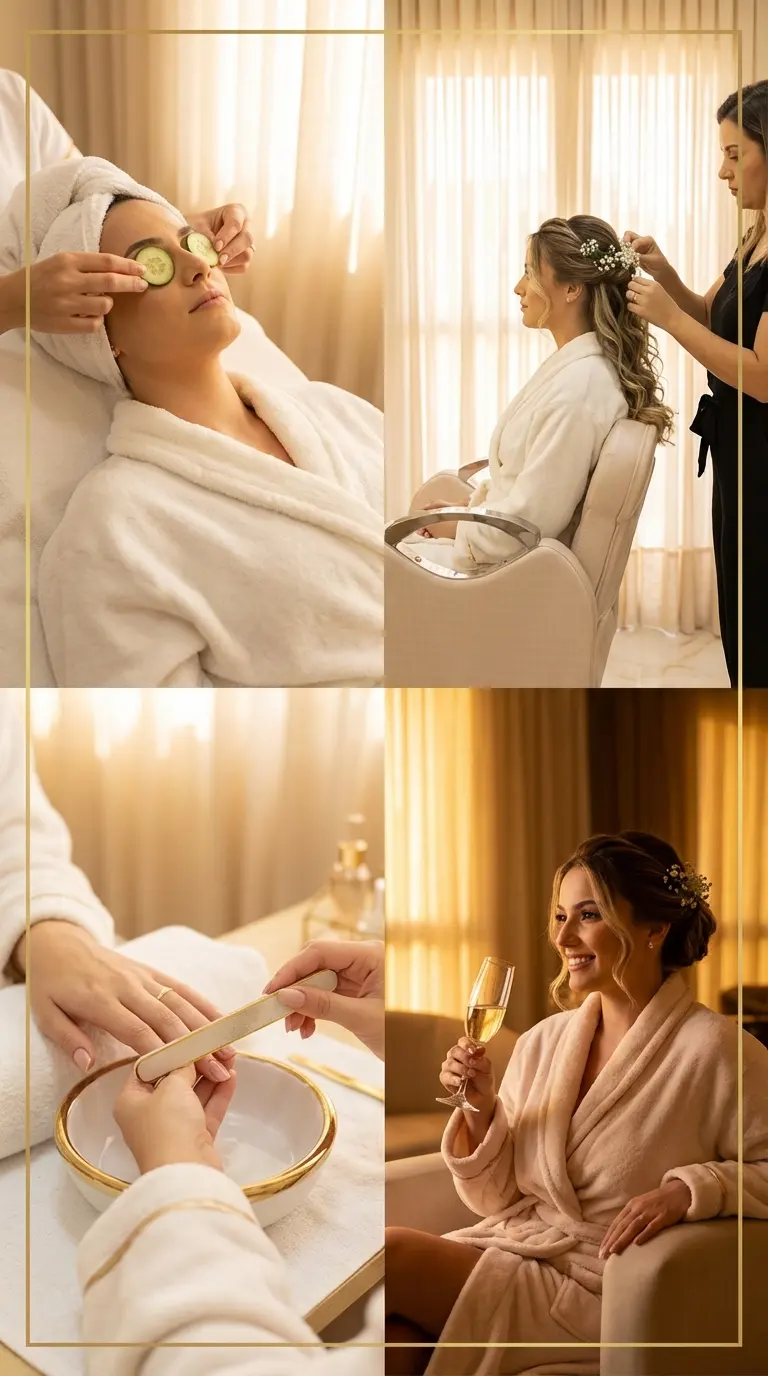 Noiva em um spa durante a preparação para o casamento